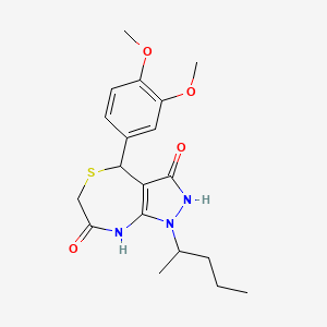 molecular formula C19H25N3O4S B4179257 4-(3,4-dimethoxyphenyl)-3-hydroxy-1-(1-methylbutyl)-4,8-dihydro-1H-pyrazolo[3,4-e][1,4]thiazepin-7(6H)-one 