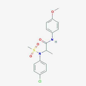molecular formula C17H19ClN2O4S B4179265 N~2~-(4-chlorophenyl)-N~1~-(4-methoxyphenyl)-N~2~-(methylsulfonyl)alaninamide 