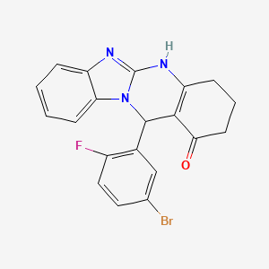 molecular formula C20H15BrFN3O B4179279 12-(5-bromo-2-fluorophenyl)-3,4,5,12-tetrahydrobenzimidazo[2,1-b]quinazolin-1(2H)-one 