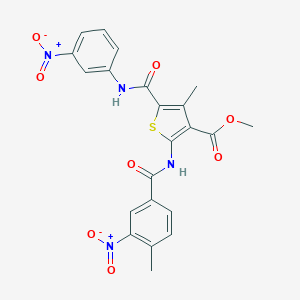 molecular formula C22H18N4O8S B417931 Methyl 5-({3-nitroanilino}carbonyl)-2-({3-nitro-4-methylbenzoyl}amino)-4-methyl-3-thiophenecarboxylate 