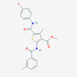 molecular formula C22H19FN2O4S B417934 Methyl 5-{[(4-fluorophenyl)amino]carbonyl}-4-methyl-2-{[(3-methylphenyl)carbonyl]amino}thiophene-3-carboxylate 