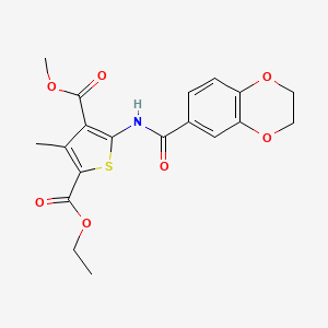 molecular formula C19H19NO7S B4179349 2-ethyl 4-methyl 5-[(2,3-dihydro-1,4-benzodioxin-6-ylcarbonyl)amino]-3-methyl-2,4-thiophenedicarboxylate 