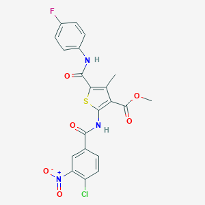 molecular formula C21H15ClFN3O6S B417937 Methyl 2-[(4-chloro-3-nitrobenzoyl)amino]-5-[(4-fluorophenyl)carbamoyl]-4-methylthiophene-3-carboxylate 