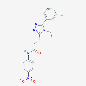 molecular formula C19H19N5O3S B417940 2-{[4-ethyl-5-(3-methylphenyl)-4H-1,2,4-triazol-3-yl]sulfanyl}-N-{4-nitrophenyl}acetamide 