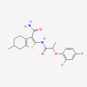 molecular formula C19H20F2N2O3S B4179411 2-{[2-(2,4-difluorophenoxy)propanoyl]amino}-6-methyl-4,5,6,7-tetrahydro-1-benzothiophene-3-carboxamide 