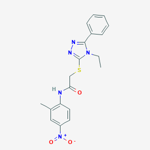 2-[(4-ethyl-5-phenyl-4H-1,2,4-triazol-3-yl)sulfanyl]-N-{4-nitro-2-methylphenyl}acetamide