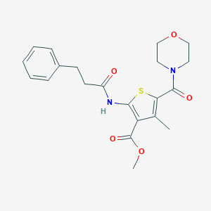 molecular formula C21H24N2O5S B417947 Methyl 4-methyl-5-(morpholin-4-ylcarbonyl)-2-[(3-phenylpropanoyl)amino]thiophene-3-carboxylate 