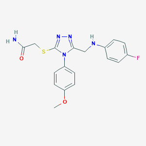 2-[[5-[(4-Fluoroanilino)methyl]-4-(4-methoxyphenyl)-1,2,4-triazol-3-yl]sulfanyl]acetamide