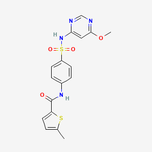 molecular formula C17H16N4O4S2 B4179516 N-(4-{[(6-methoxy-4-pyrimidinyl)amino]sulfonyl}phenyl)-5-methyl-2-thiophenecarboxamide 