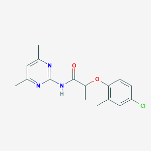 molecular formula C16H18ClN3O2 B4179532 2-(4-chloro-2-methylphenoxy)-N-(4,6-dimethyl-2-pyrimidinyl)propanamide 