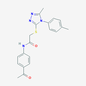 molecular formula C20H20N4O2S B417956 N-(4-acetylphenyl)-2-{[5-methyl-4-(4-methylphenyl)-4H-1,2,4-triazol-3-yl]sulfanyl}acetamide 