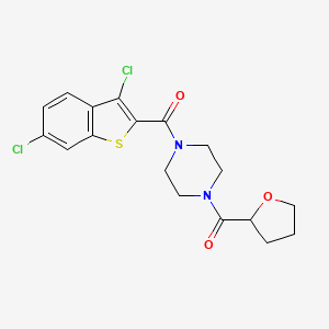 molecular formula C18H18Cl2N2O3S B4179562 1-[(3,6-dichloro-1-benzothien-2-yl)carbonyl]-4-(tetrahydro-2-furanylcarbonyl)piperazine 