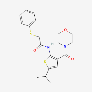 molecular formula C20H24N2O3S2 B4179589 N-[5-isopropyl-3-(4-morpholinylcarbonyl)-2-thienyl]-2-(phenylthio)acetamide 