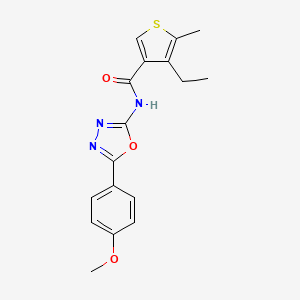 molecular formula C17H17N3O3S B4179611 4-ethyl-N-[5-(4-methoxyphenyl)-1,3,4-oxadiazol-2-yl]-5-methyl-3-thiophenecarboxamide 