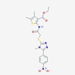 ethyl 2-({[(5-{4-nitrophenyl}-4-methyl-4H-1,2,4-triazol-3-yl)sulfanyl]acetyl}amino)-4,5-dimethylthiophene-3-carboxylate