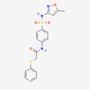 molecular formula C18H17N3O4S2 B4179631 N-(4-{[(5-methyl-3-isoxazolyl)amino]sulfonyl}phenyl)-2-(phenylthio)acetamide 