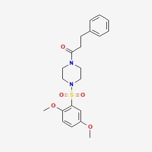 molecular formula C21H26N2O5S B4179706 1-[(2,5-dimethoxyphenyl)sulfonyl]-4-(3-phenylpropanoyl)piperazine 