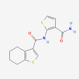 molecular formula C14H14N2O2S2 B4179793 N-[3-(aminocarbonyl)-2-thienyl]-4,5,6,7-tetrahydro-1-benzothiophene-3-carboxamide 