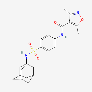 molecular formula C22H27N3O4S B4179806 N-{4-[(1-adamantylamino)sulfonyl]phenyl}-3,5-dimethyl-4-isoxazolecarboxamide 