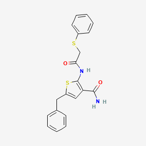molecular formula C20H18N2O2S2 B4179839 5-benzyl-2-{[(phenylthio)acetyl]amino}-3-thiophenecarboxamide 