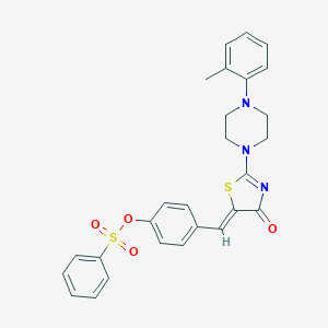 4-[(2-[4-(2-methylphenyl)-1-piperazinyl]-4-oxo-1,3-thiazol-5(4H)-ylidene)methyl]phenyl benzenesulfonate