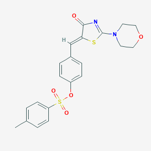 molecular formula C21H20N2O5S2 B417990 4-[(2-(4-morpholinyl)-4-oxo-1,3-thiazol-5(4H)-ylidene)methyl]phenyl 4-methylbenzenesulfonate 