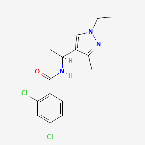 molecular formula C15H17Cl2N3O B4179926 2,4-dichloro-N-[1-(1-ethyl-3-methyl-1H-pyrazol-4-yl)ethyl]benzamide 