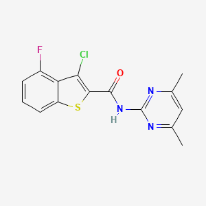 molecular formula C15H11ClFN3OS B4179984 3-chloro-N-(4,6-dimethyl-2-pyrimidinyl)-4-fluoro-1-benzothiophene-2-carboxamide 