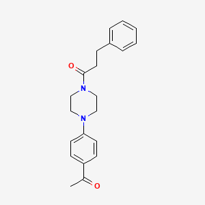 molecular formula C21H24N2O2 B4180007 1-{4-[4-(3-phenylpropanoyl)-1-piperazinyl]phenyl}ethanone 