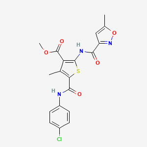 molecular formula C19H16ClN3O5S B4180035 methyl 5-{[(4-chlorophenyl)amino]carbonyl}-4-methyl-2-{[(5-methyl-3-isoxazolyl)carbonyl]amino}-3-thiophenecarboxylate 