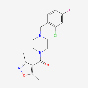 molecular formula C17H19ClFN3O2 B4180075 1-(2-chloro-4-fluorobenzyl)-4-[(3,5-dimethyl-4-isoxazolyl)carbonyl]piperazine 