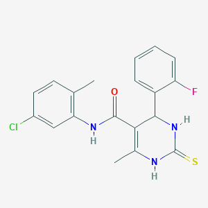 molecular formula C19H17ClFN3OS B418009 N-(5-chloro-2-methylphenyl)-4-(2-fluorophenyl)-6-methyl-2-thioxo-1,2,3,4-tetrahydro-5-pyrimidinecarboxamide 