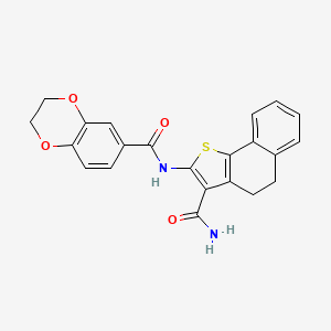 molecular formula C22H18N2O4S B4180098 N-[3-(aminocarbonyl)-4,5-dihydronaphtho[1,2-b]thien-2-yl]-2,3-dihydro-1,4-benzodioxine-6-carboxamide 
