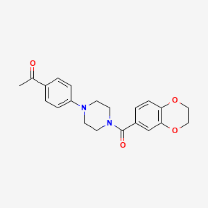 molecular formula C21H22N2O4 B4180099 1-{4-[4-(2,3-dihydro-1,4-benzodioxin-6-ylcarbonyl)-1-piperazinyl]phenyl}ethanone 