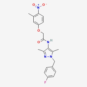molecular formula C21H21FN4O4 B4180128 N-[1-(4-fluorobenzyl)-3,5-dimethyl-1H-pyrazol-4-yl]-2-(3-methyl-4-nitrophenoxy)acetamide 