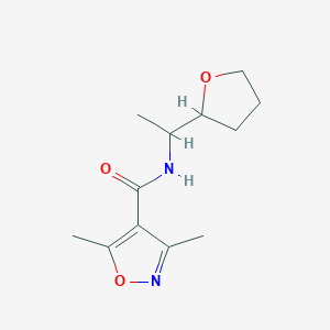 molecular formula C12H18N2O3 B4180135 3,5-dimethyl-N-[1-(tetrahydro-2-furanyl)ethyl]-4-isoxazolecarboxamide 