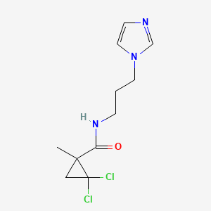 molecular formula C11H15Cl2N3O B4180143 2,2-dichloro-N-[3-(1H-imidazol-1-yl)propyl]-1-methylcyclopropanecarboxamide 