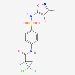 molecular formula C16H17Cl2N3O4S B4180205 2,2-dichloro-N-(4-{[(3,4-dimethyl-5-isoxazolyl)amino]sulfonyl}phenyl)-1-methylcyclopropanecarboxamide 