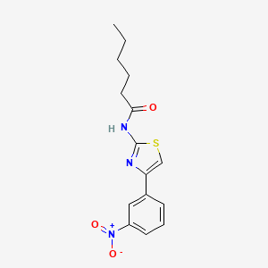 molecular formula C15H17N3O3S B4180213 N-[4-(3-nitrophenyl)-1,3-thiazol-2-yl]hexanamide 