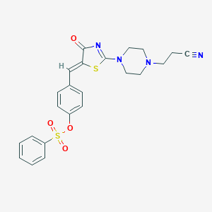 [4-[(Z)-[2-[4-(2-cyanoethyl)piperazin-1-yl]-4-oxo-1,3-thiazol-5-ylidene]methyl]phenyl] benzenesulfonate