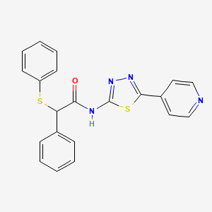2-phenyl-2-(phenylthio)-N-[5-(4-pyridinyl)-1,3,4-thiadiazol-2-yl]acetamide