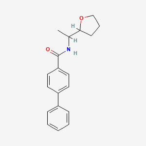 molecular formula C19H21NO2 B4180263 N-[1-(tetrahydro-2-furanyl)ethyl]-4-biphenylcarboxamide 