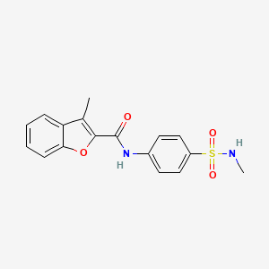 molecular formula C17H16N2O4S B4180343 3-methyl-N-{4-[(methylamino)sulfonyl]phenyl}-1-benzofuran-2-carboxamide 