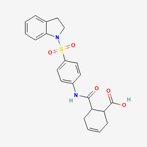 molecular formula C22H22N2O5S B4180366 6-({[4-(2,3-dihydro-1H-indol-1-ylsulfonyl)phenyl]amino}carbonyl)-3-cyclohexene-1-carboxylic acid 