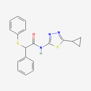 molecular formula C19H17N3OS2 B4180390 N-(5-cyclopropyl-1,3,4-thiadiazol-2-yl)-2-phenyl-2-(phenylthio)acetamide 