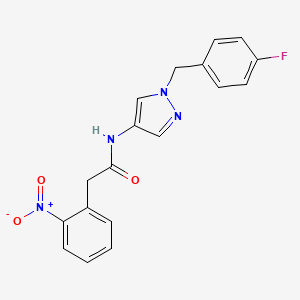 molecular formula C18H15FN4O3 B4180419 N-[1-(4-fluorobenzyl)-1H-pyrazol-4-yl]-2-(2-nitrophenyl)acetamide 
