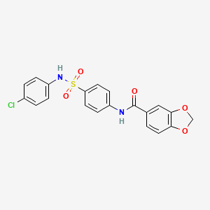 molecular formula C20H15ClN2O5S B4180426 N-(4-{[(4-chlorophenyl)amino]sulfonyl}phenyl)-1,3-benzodioxole-5-carboxamide 