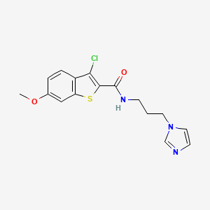 molecular formula C16H16ClN3O2S B4180455 3-chloro-N-[3-(1H-imidazol-1-yl)propyl]-6-methoxy-1-benzothiophene-2-carboxamide 