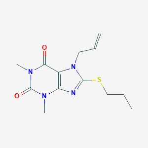 1,3-dimethyl-7-(prop-2-en-1-yl)-8-(propylsulfanyl)-2,3,6,7-tetrahydro-1H-purine-2,6-dione