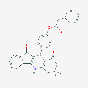 molecular formula C32H27NO4 B418049 4-(7,7-dimethyl-9,11-dioxo-6,7,8,9,10,11-hexahydro-5H-indeno[1,2-b]quinolin-10-yl)phenyl phenylacetate 